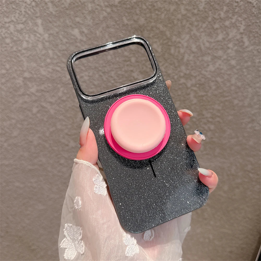 【カラーポップグリップ】キラキラ グリッター ラメ スタンド付き パステルカラー スマホケース|iPhone対応 #250311