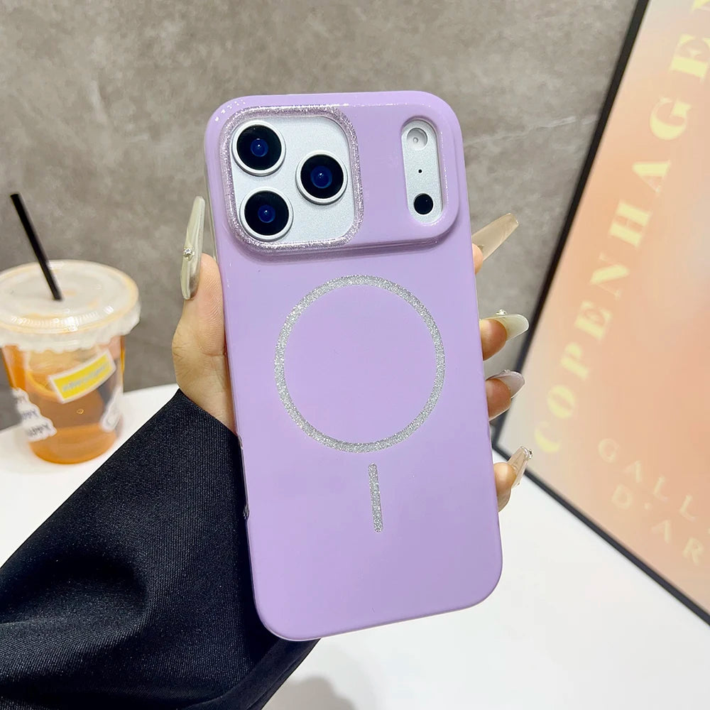 【Magnet内蔵】パステルグリッターサークル ツヤかわスマホケース|iPhone対応 #241021
