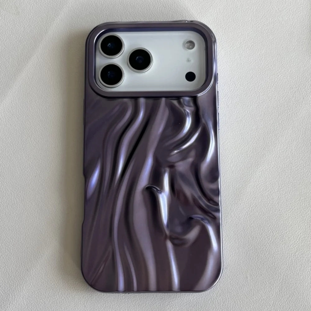 【メタリックウェーブシリーズ】光沢 3Dデザイン スマホケース|iPhone対応 #251210