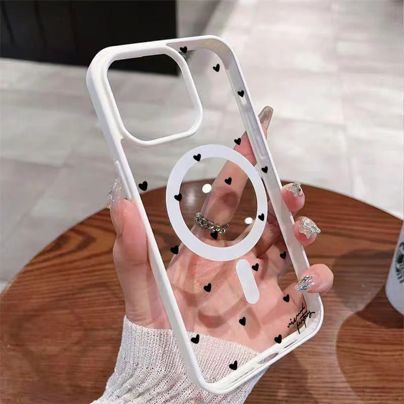 ハートドット クリア iPhoneケース|クリアケース・Magnet内蔵 #240221