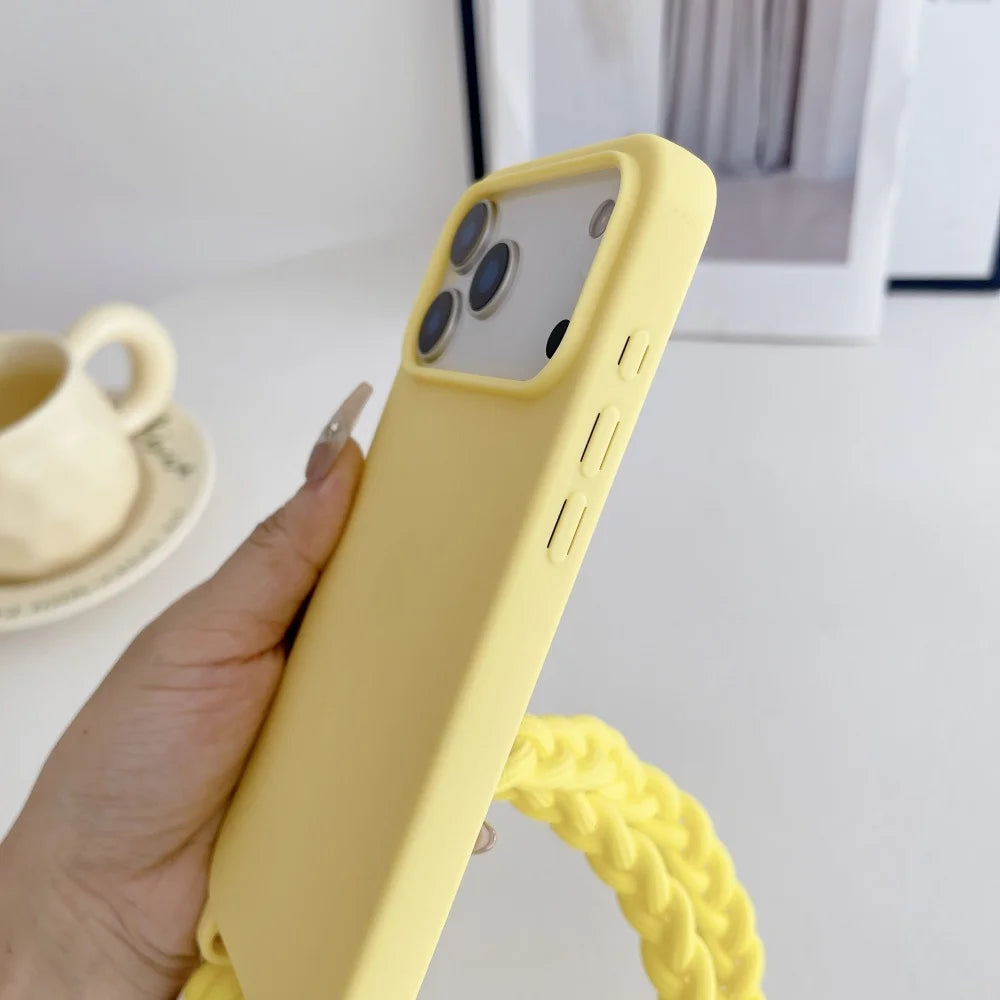 【ショルダーシリーズ】シリコン素材 シンプルデザイン ロープストラップ付きスマホケース|iPhone対応 #251206