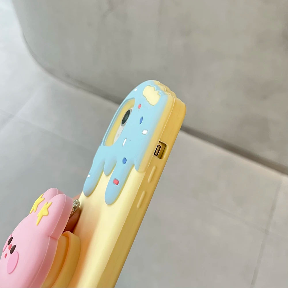 【スイーツシリーズ】アイスキャンディ風 立体くま雲デザイン スマホケース|iPhone対応 #251007