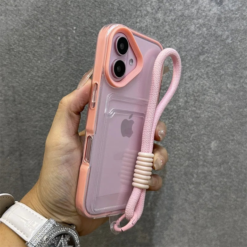 【クリア×ネオンフレーム】カード収納スマホケース|iPhone対応 #250807