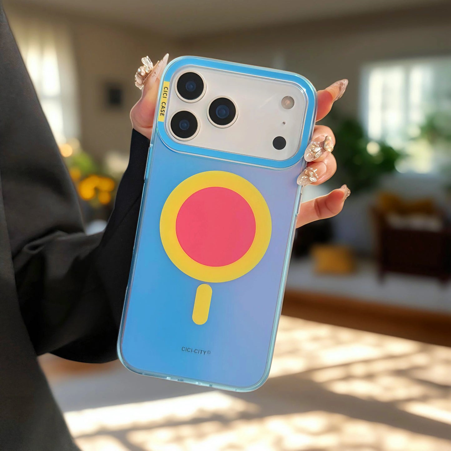 【MagSafe対応】ネオン グラデーションカラー TPU 耐衝撃 おしゃれ ビビッドカラー ポップソケット付き スマホケース|iPhone対応 #251230