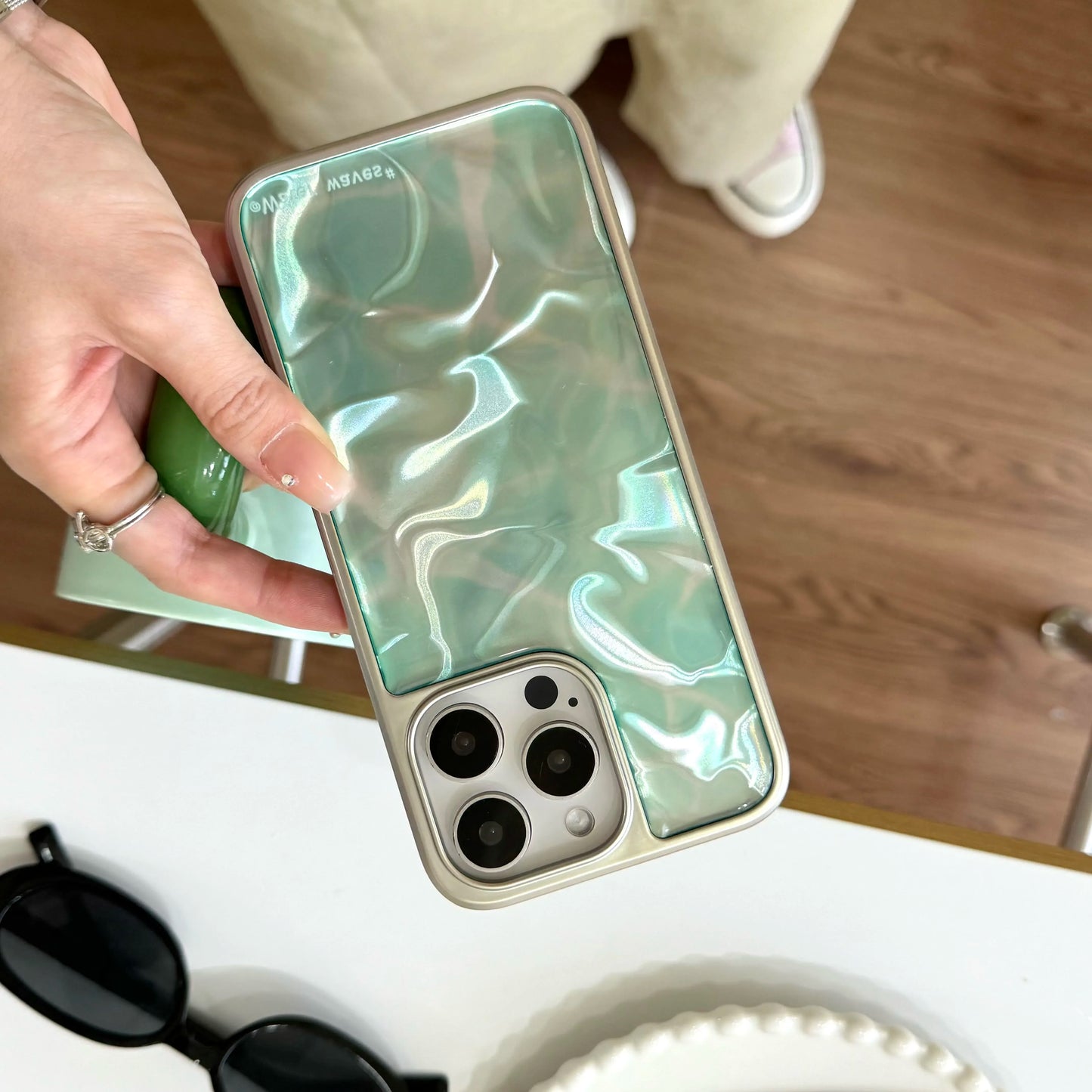 【マーメイドシリーズ】水面パール調 グラデーション 光沢デザイン スマホケース|iPhone対応 #251222