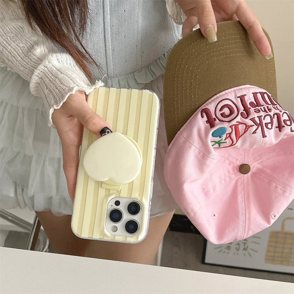 【Heart Grip Clear Stripe Case】ハートグリップクリアストライプケース|iPhone対応 #250223