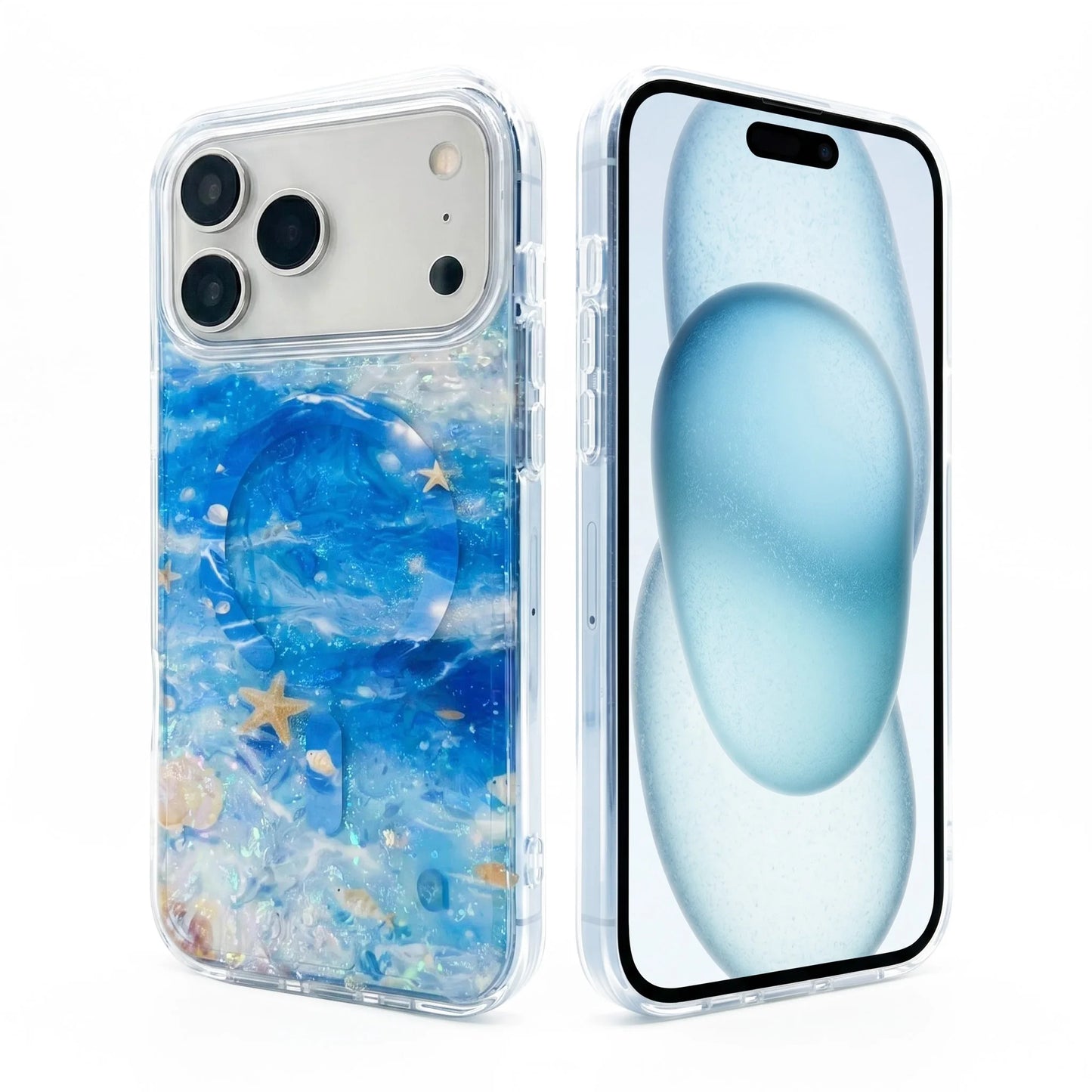 海の世界 ヒトデシェルデザイン Magnet内蔵 iPhoneケース|マリン・幻想的 #260097