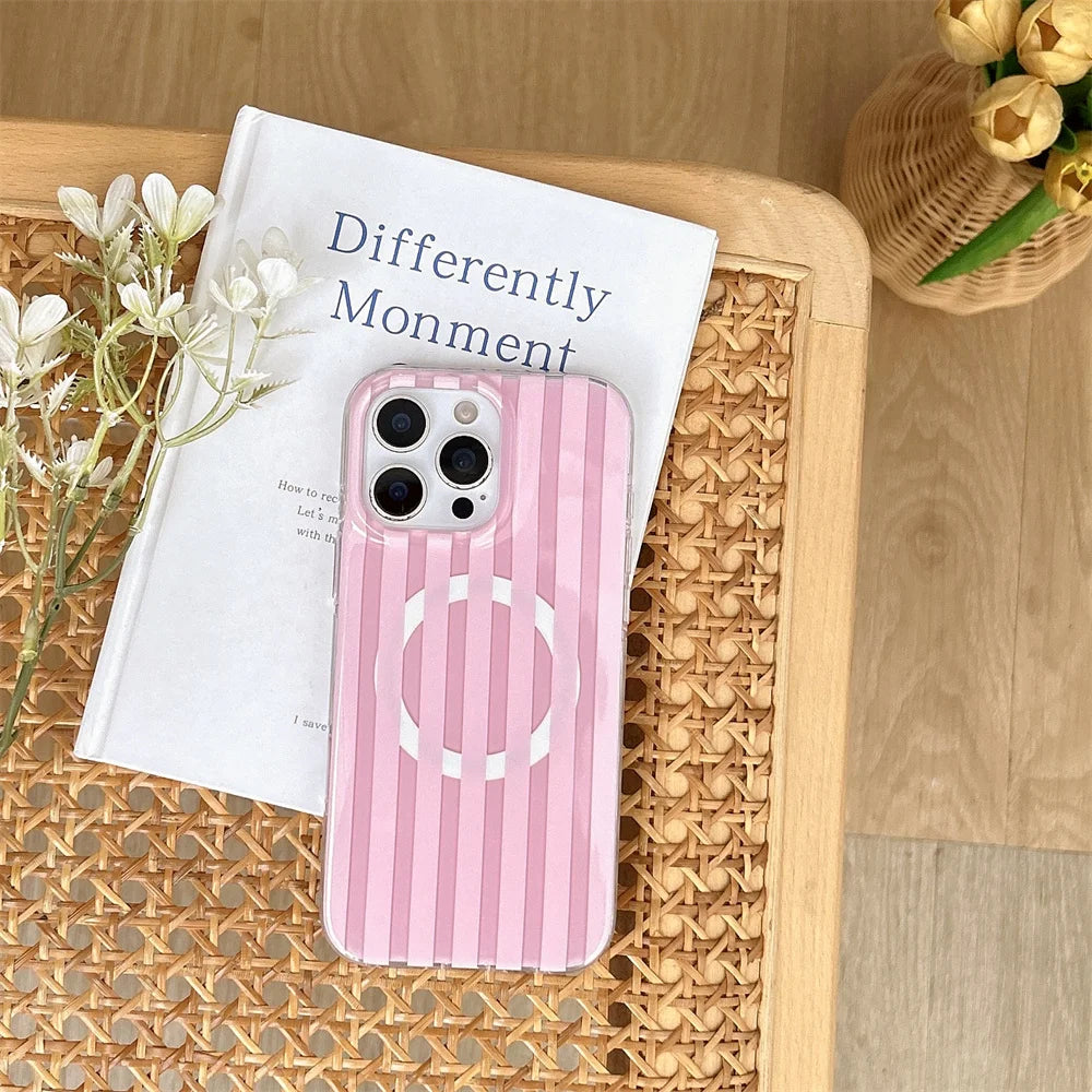 【Heart Grip Clear Stripe Case】ハートグリップクリアストライプケース|iPhone対応 #250223