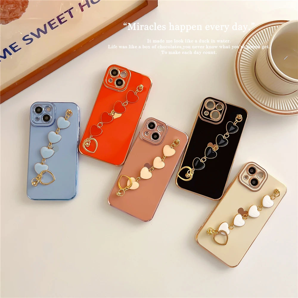 【ぷっくりハートチャーム】カラフルグロス スマホケース|iPhone対応 #250730