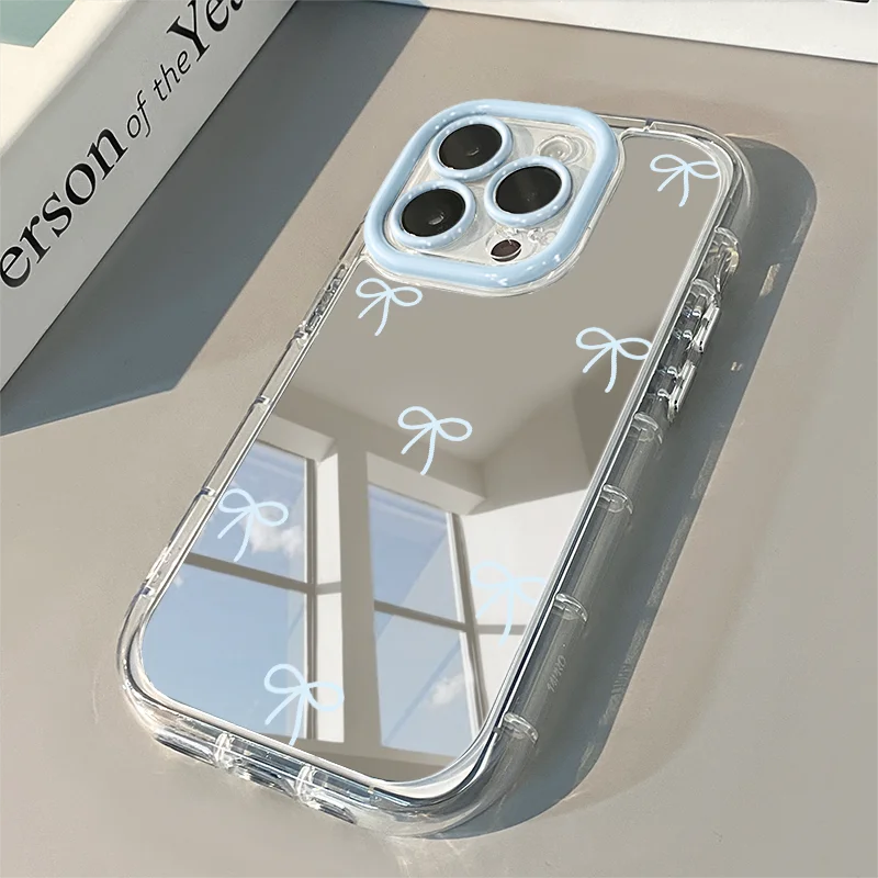 シルバーミラー リボンデザイン iPhoneケース ソフトケース #260306