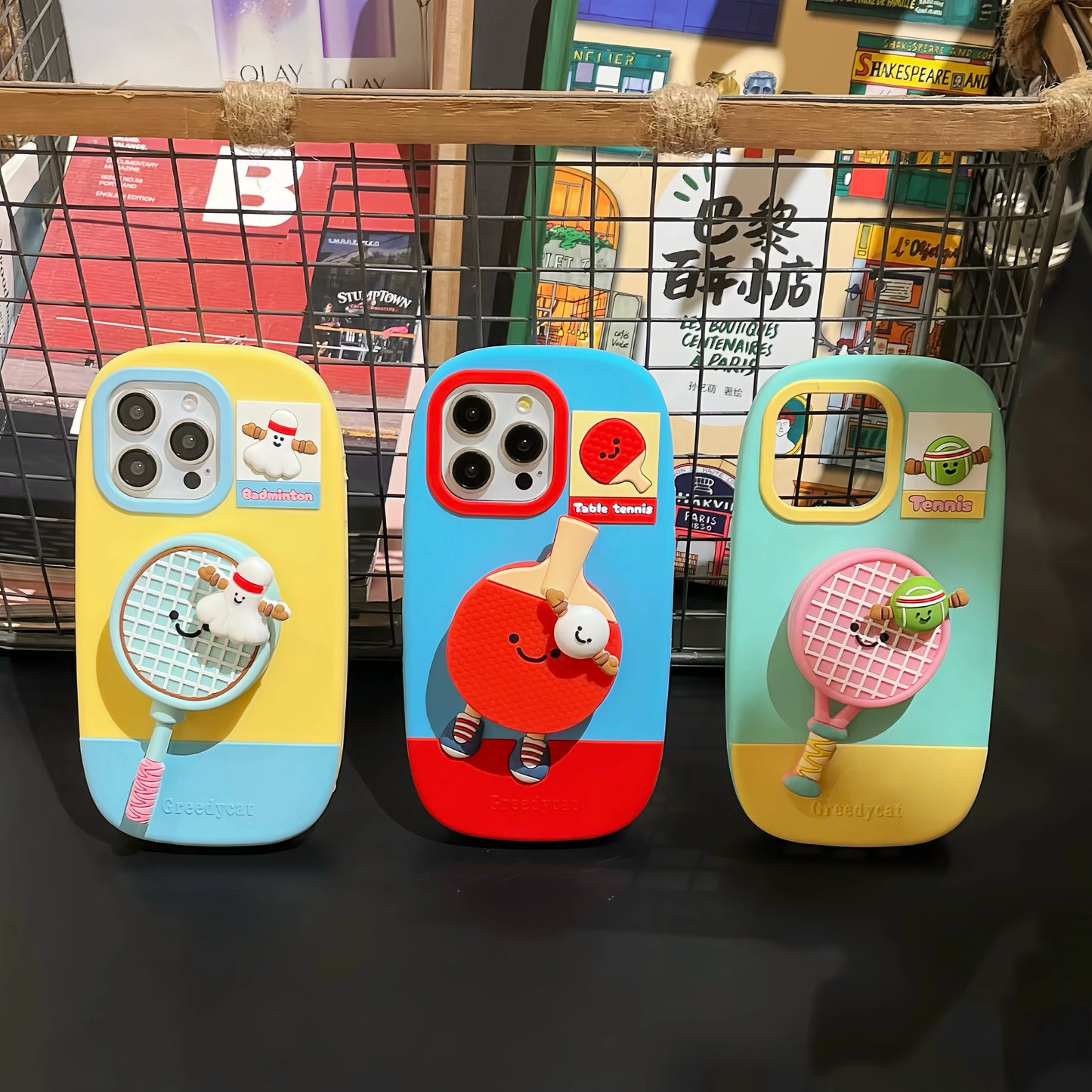 【スポーツシリーズ】立体ラケット&キャラクター かわいい3Dスポーツデザイン スマホケース|iPhone対応 #251009