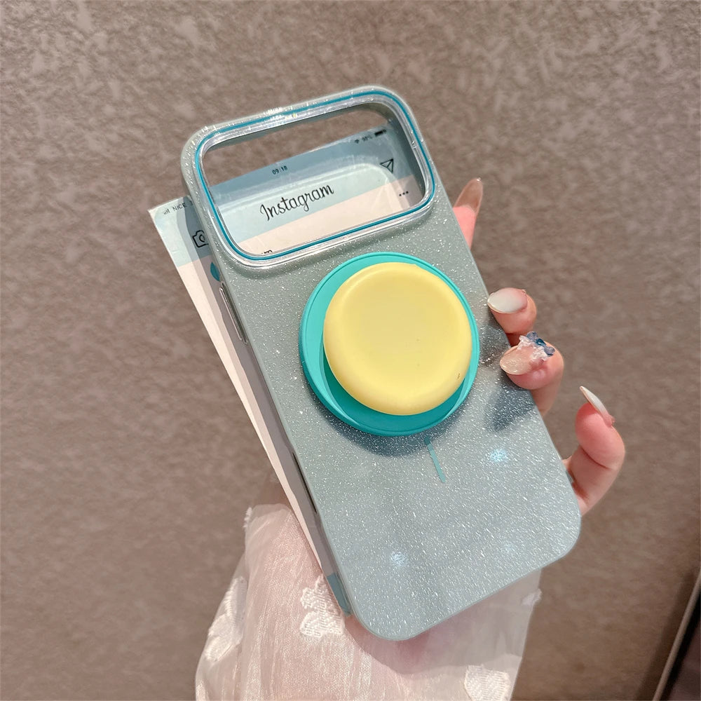 【カラーポップグリップ】キラキラ グリッター ラメ スタンド付き パステルカラー スマホケース|iPhone対応 #250311