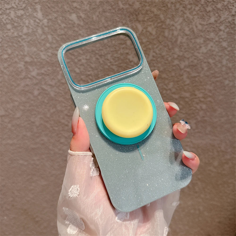 【カラーポップグリップ】キラキラ グリッター ラメ スタンド付き パステルカラー スマホケース|iPhone対応 #250311