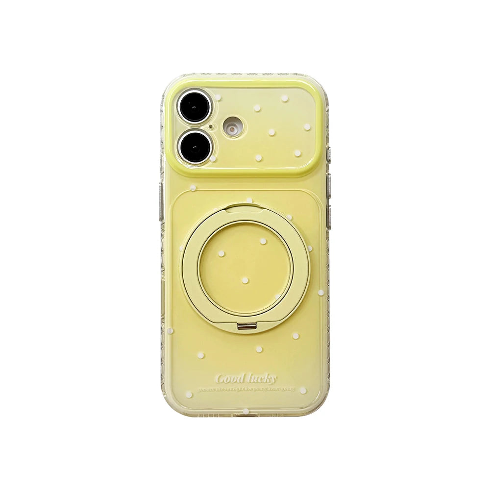 パステルグラデ 水玉 ドット 折りたたみリング付き| iPhoneケース #231231