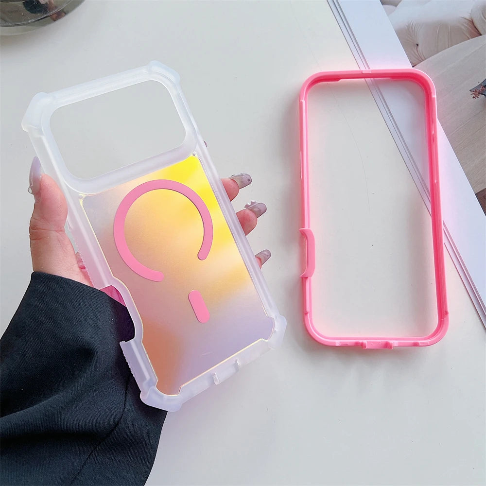【ワイヤレス充電対応シリーズ】グラデーションカラー 反射 クリア おしゃれスマホケース|iPhone対応 #251101