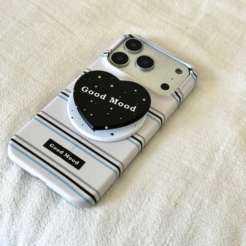 ハートグリップ Magnet内蔵 ボーダー iPhoneケース #240504