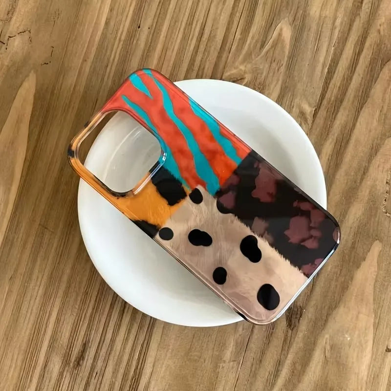 【アートペイントデザイン】マーブルカラー スマホケース|iPhone対応 #250206