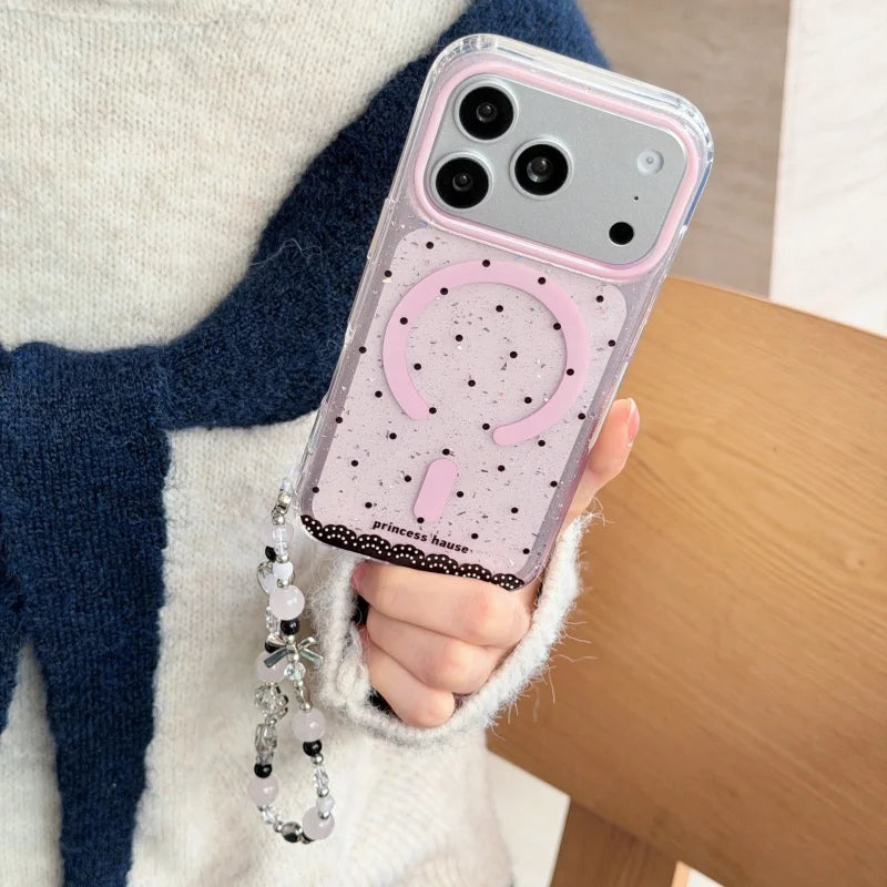 ハートミラー グリッターiPhoneケース|キラキラフレーム・ミラーグリップ付きデザイン #240426