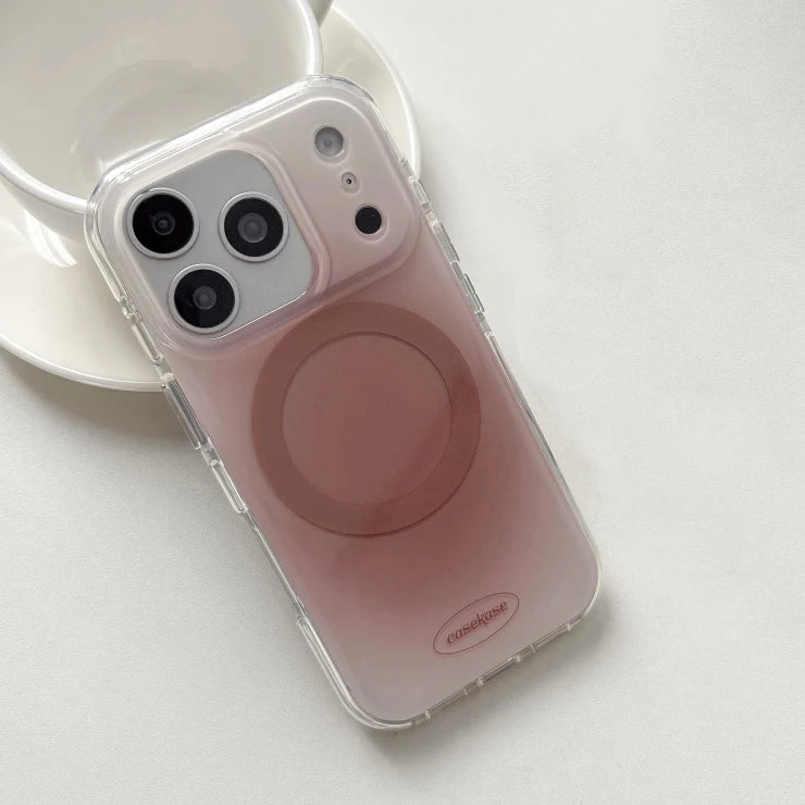 ぷっくりハートグリップ付き ふんわりチーク 滲み グラデデザイン iPhoneケース #240510