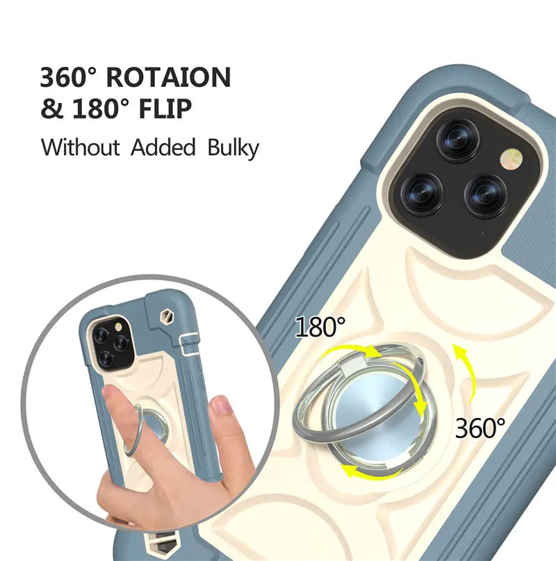 【耐衝撃カラフルリング付きスマホケース】スタンド機能付き|iPhone対応 #250810
