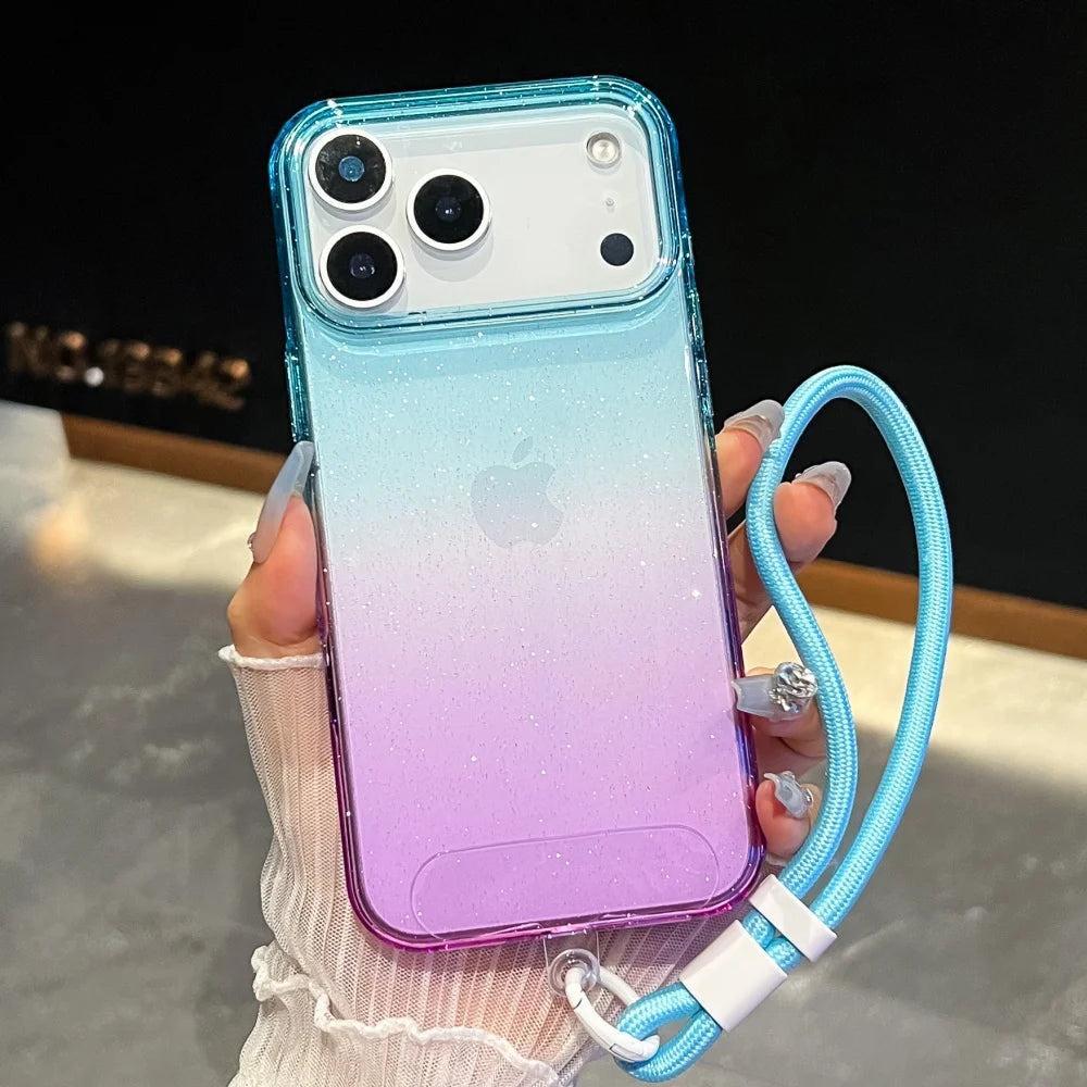 【グラデーションシリーズ】カラフル クリアグラデーション ストラップ付き スマホケース|iPhone対応 #251118