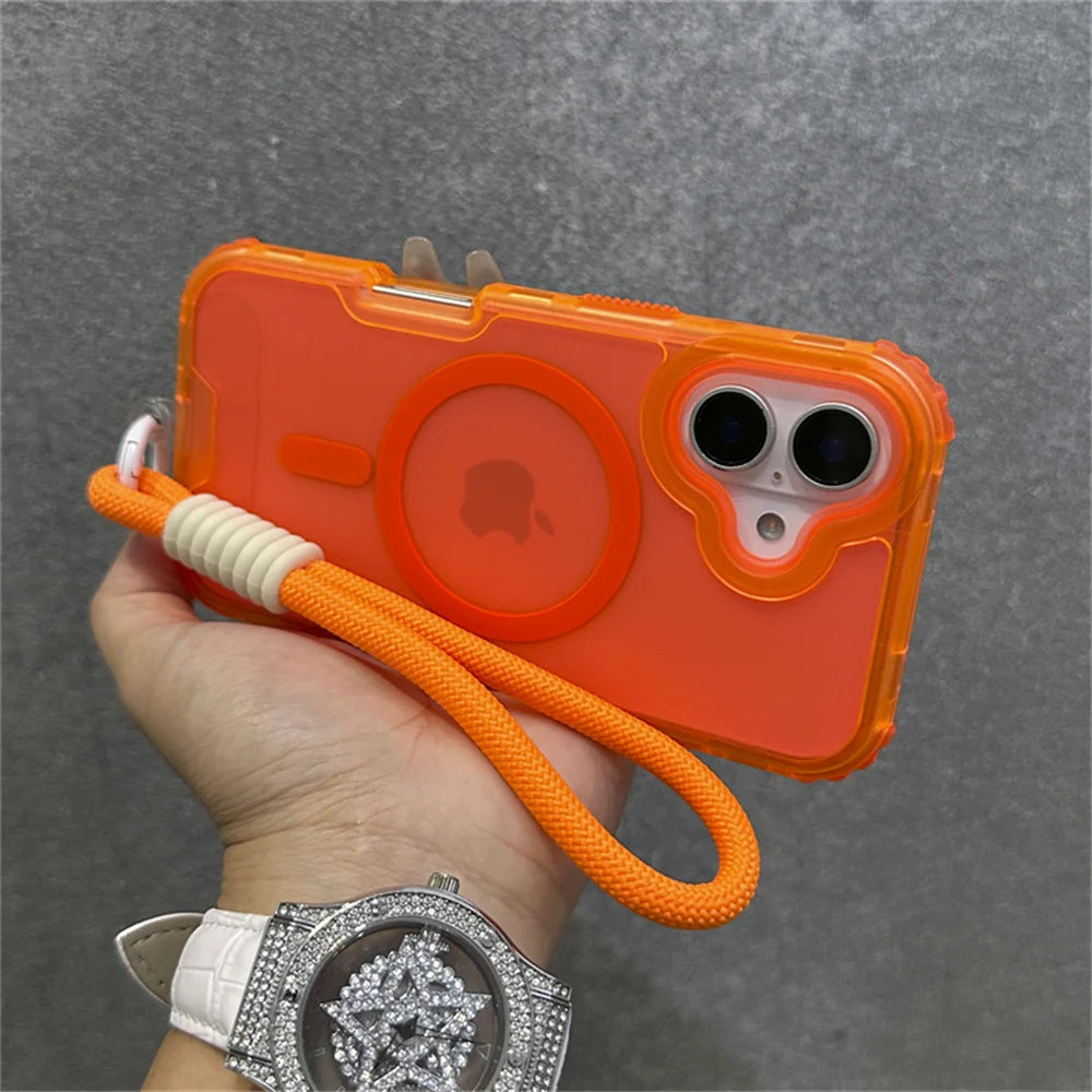 【ネオンカラー】マットクリア ロープストラップ付き スマホケース|iPhone対応 #250803
