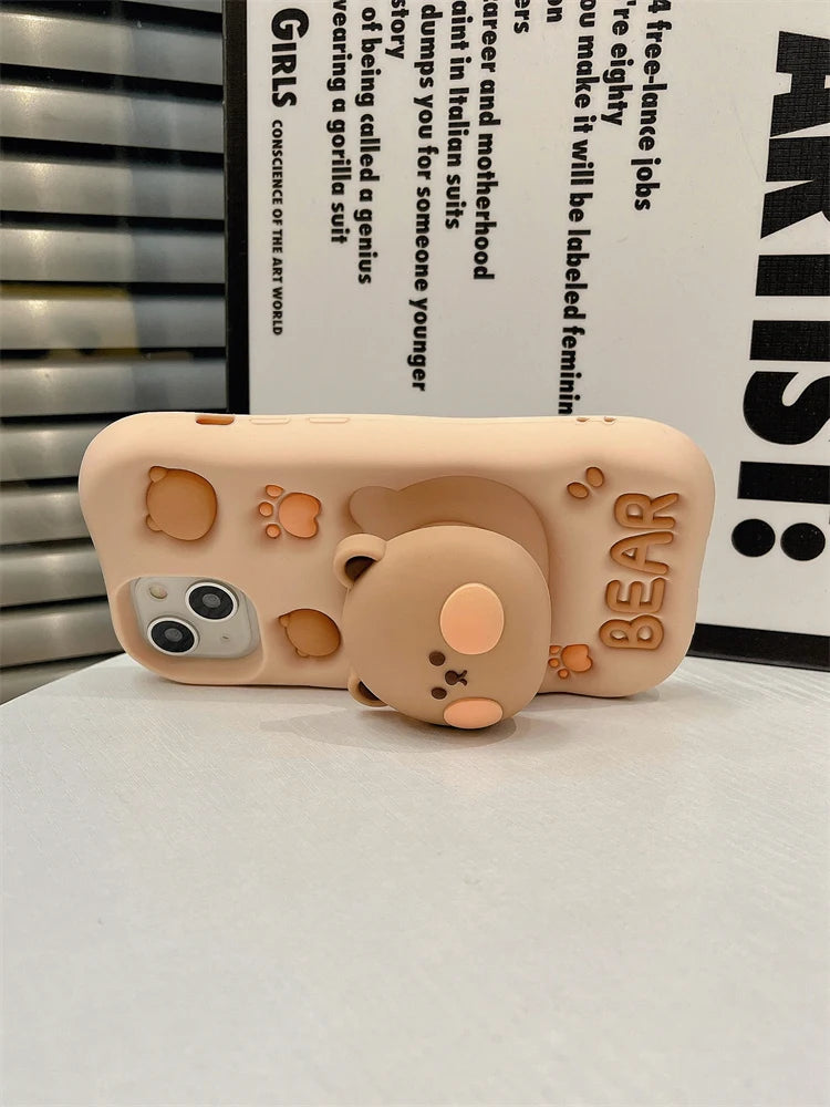 【アニマルシリーズ】立体くま&肉球 かわいい3Dデザイン スマホケース|iPhone対応 #250912