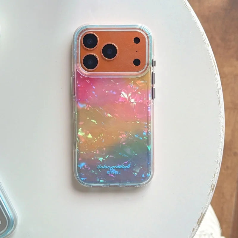 グラデーション柄 ビーズチャーム ストラップ付き iPhoneケース|ポップ・カジュアル風 #261016