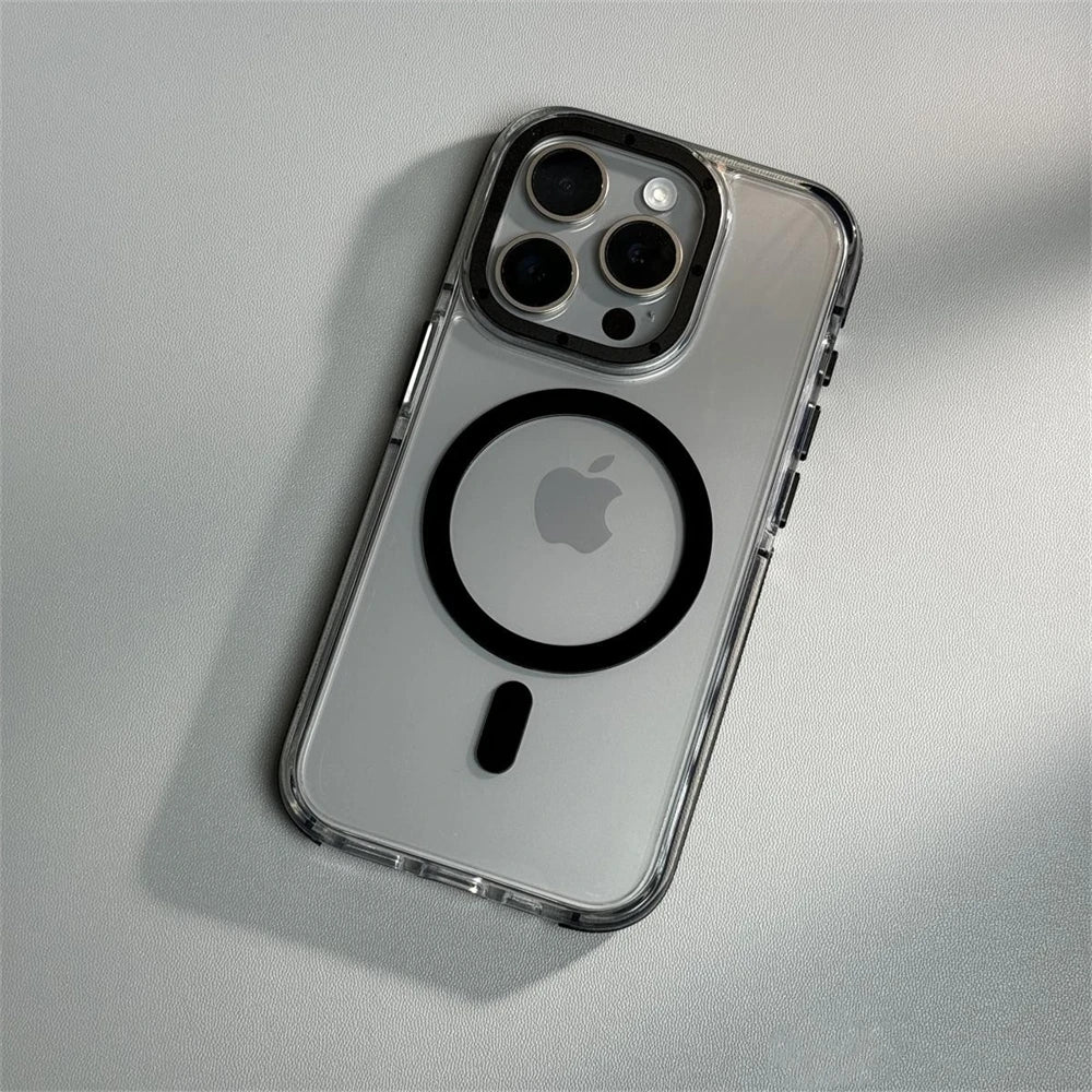 【クリアケース】透明 クリアバンパー iPhoneケース MagSafe対応 カラー縁取り 耐衝撃 スマホケース|iPhone対応 #250406