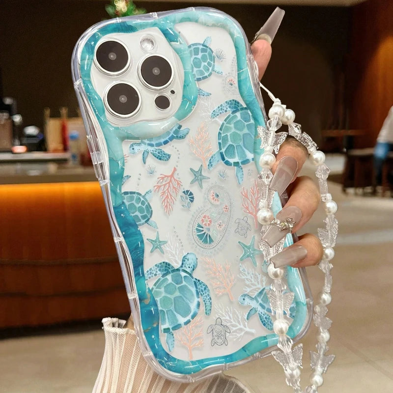 オーシャンタートル iPhoneケース|クリアブルー・海モチーフ・韓国サマー #230920