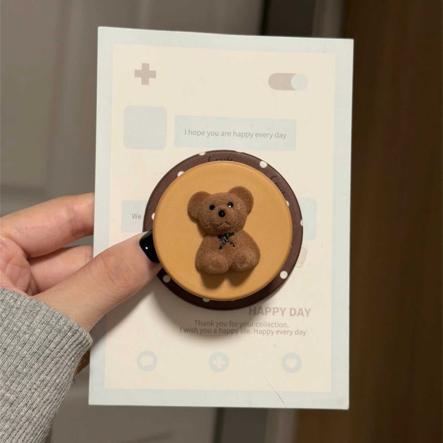 くまグリップ レオパード iPhoneケース|ヒョウ柄・グリップ付き #240322