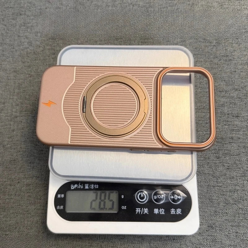 【Magsafe対応】耐衝撃 マット 超薄型 回転式メタルリングスタンド スマホケース|iPhone対応 #250306