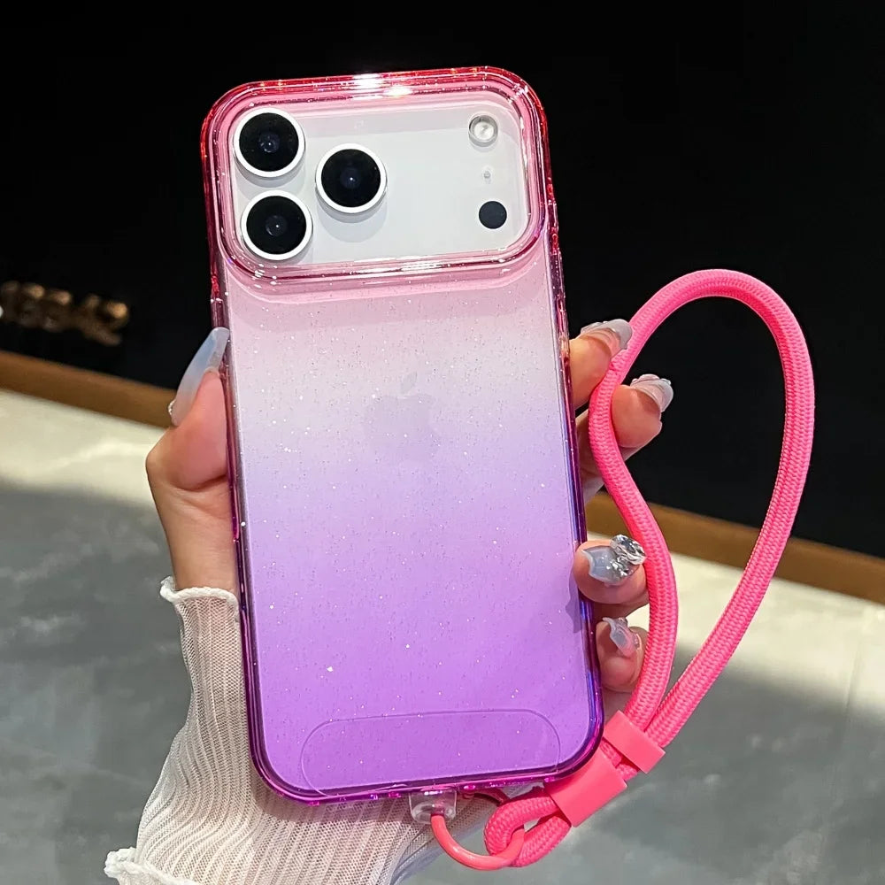 【グラデーションシリーズ】カラフル クリアグラデーション ストラップ付き スマホケース|iPhone対応 #251118