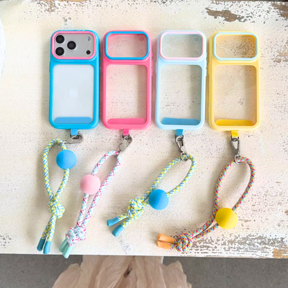 【バイカラー】ランヤード付き バンパー iPhoneケース｜ポップ・アクティブ スマホケース かわいい #261059