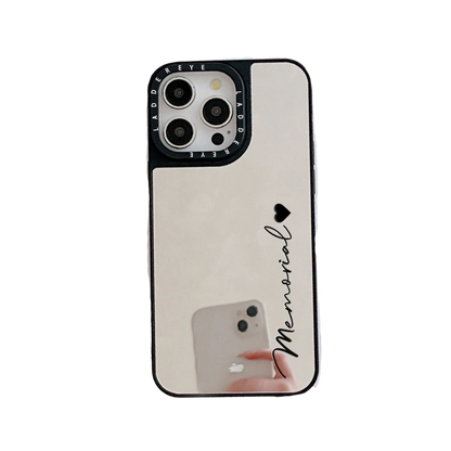 【カスタムシリーズ】名入れOK シルバー ミラー調 スマホケース｜iPhone対応 #250324