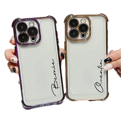 【カスタムシリーズ】名入れOK ソフトTPU×メタリックエッジ スマホケース｜iPhone対応 #250321