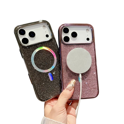 【Magnet内蔵】キラキラ グリッターラメ ストーン × マグネット対応 スマホケース｜iPhone対応 #250319