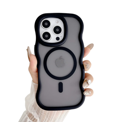 【ウェーブフレーム】くびれシルエット×マグネット対応 半透明 スマホケース｜iPhone対応 #250318