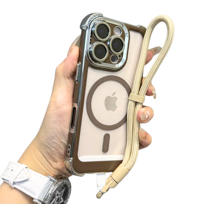 【Magnet内蔵】メタリックフレーム クリアカラー × ストラップ付き スマホケース｜iPhone対応 #250228