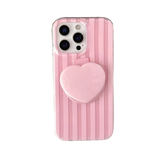 【Heart Grip Clear Stripe Case】ハートグリップクリアストライプケース｜iPhone対応 #250223