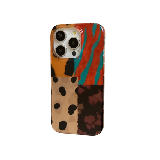 【アートペイントストラップ】マーブルカラー×レザーストラップ スマホケース｜iPhone対応 #250206