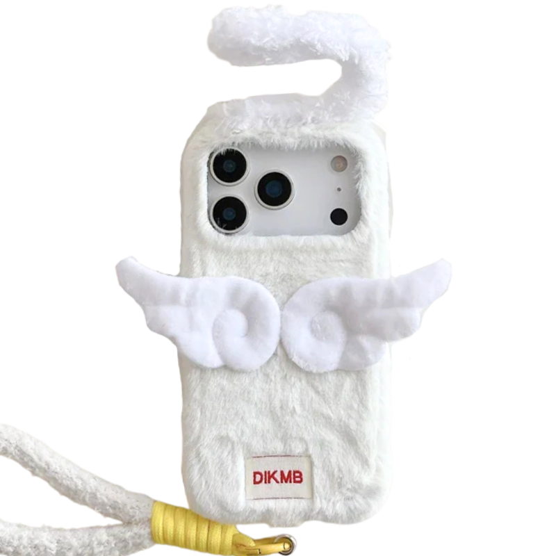 【エンジェルファーウィング】天使の羽×ふわもこホワイト スマホケース｜iPhone対応 👼✨ #250112