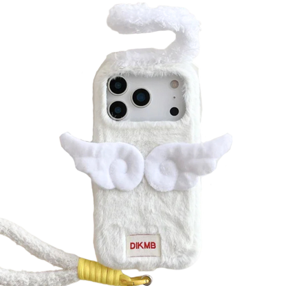 【エンジェルファーウィング】天使の羽×ふわもこホワイト スマホケース｜iPhone対応 👼✨ #250112