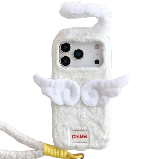 【エンジェルファーウィング】天使の羽×ふわもこホワイト スマホケース｜iPhone対応 👼✨ #250112