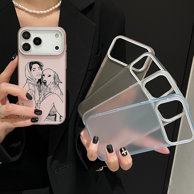 【ウチのコCASE】写真からラインアート加工 カスタムiPhoneケース｜オーダーメイド／半透明マット仕上げ #260110