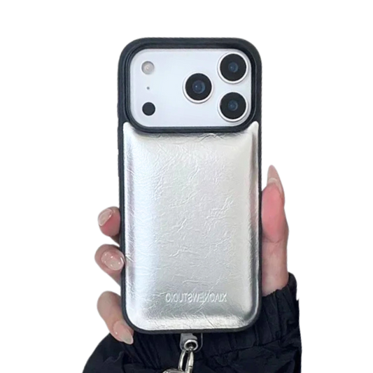 【メタリックストラップレザー】高見えレザー風デザイン ストラップ付き スマホケース｜iPhone対応 #250110