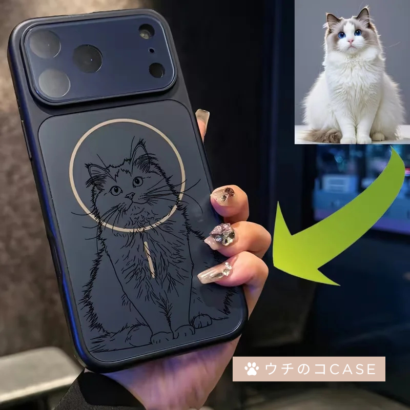 【ウチのコCASE】写真からラインアート加工 カスタム iPhoneケース｜オーダーメイド #260108