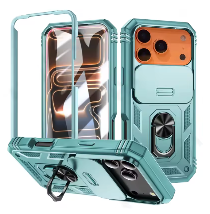 360°プロテクト リングスタンド iPhoneケース｜カメラ保護スライド・耐衝撃・PC×TPU構造 #240324