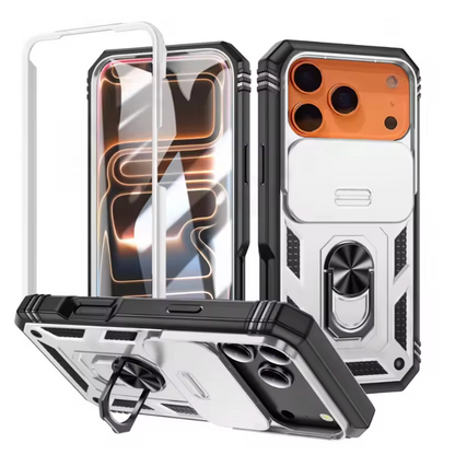 360°プロテクト リングスタンド iPhoneケース｜カメラ保護スライド・耐衝撃・PC×TPU構造 #240324