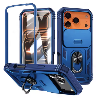 360°プロテクト リングスタンド iPhoneケース｜カメラ保護スライド・耐衝撃・PC×TPU構造 #240324